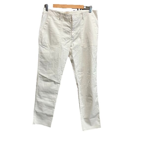 Nili Lotan White 111/88 80NL Jenna Women's Fray Hem Chino Pants Size 8 - Picture 1 of 6
